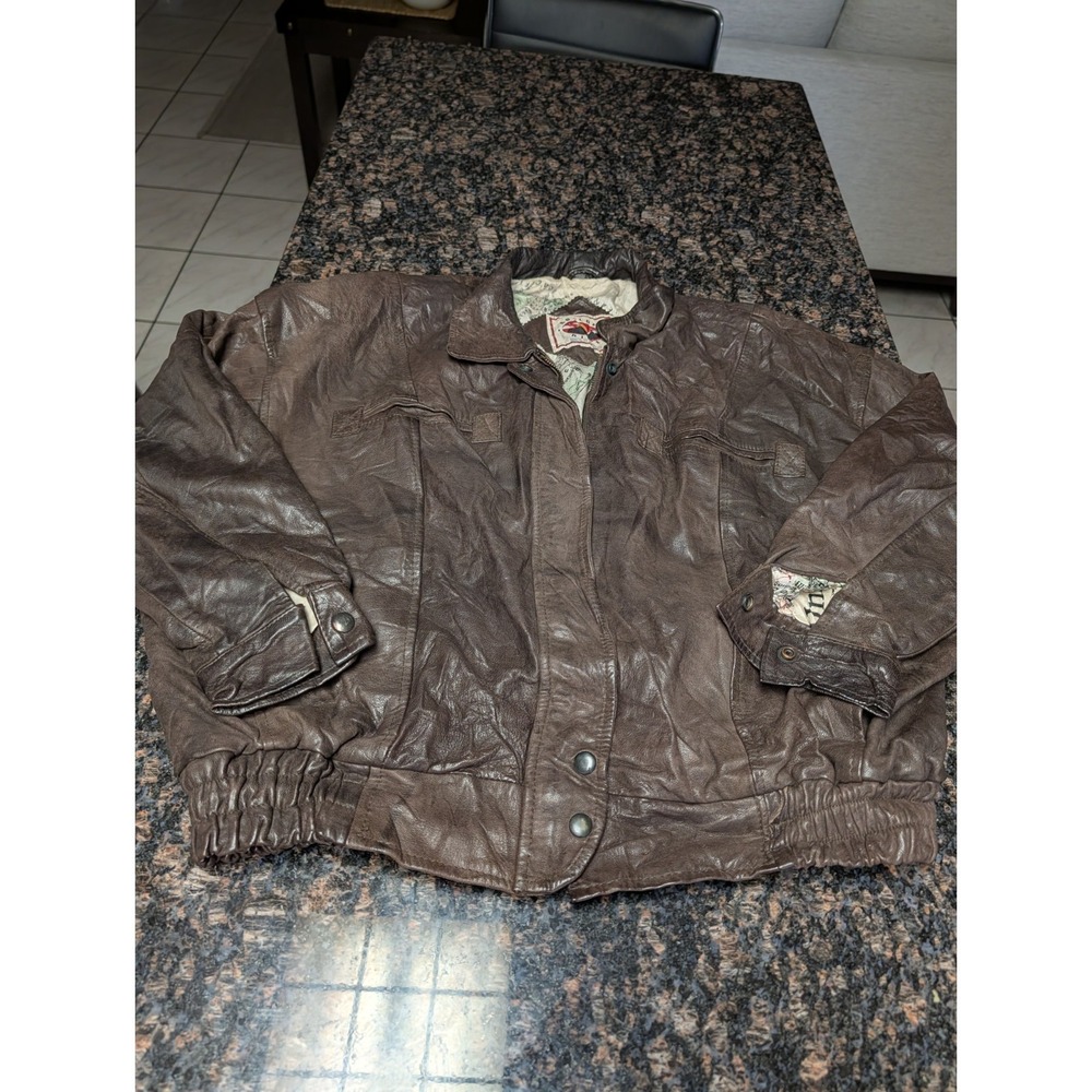 Vintage Boulder Ridge Jacket Mens Black Leather Motorcycle Bomber Coat 90s large